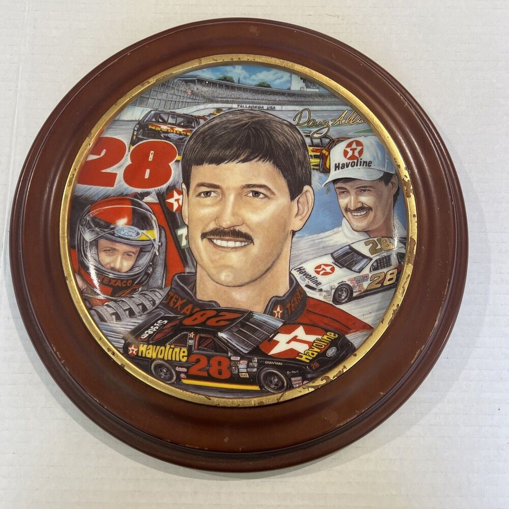 David Carl Allison "A Racing Hero Remembered" Ltd Edition Plate Round Wood Frame